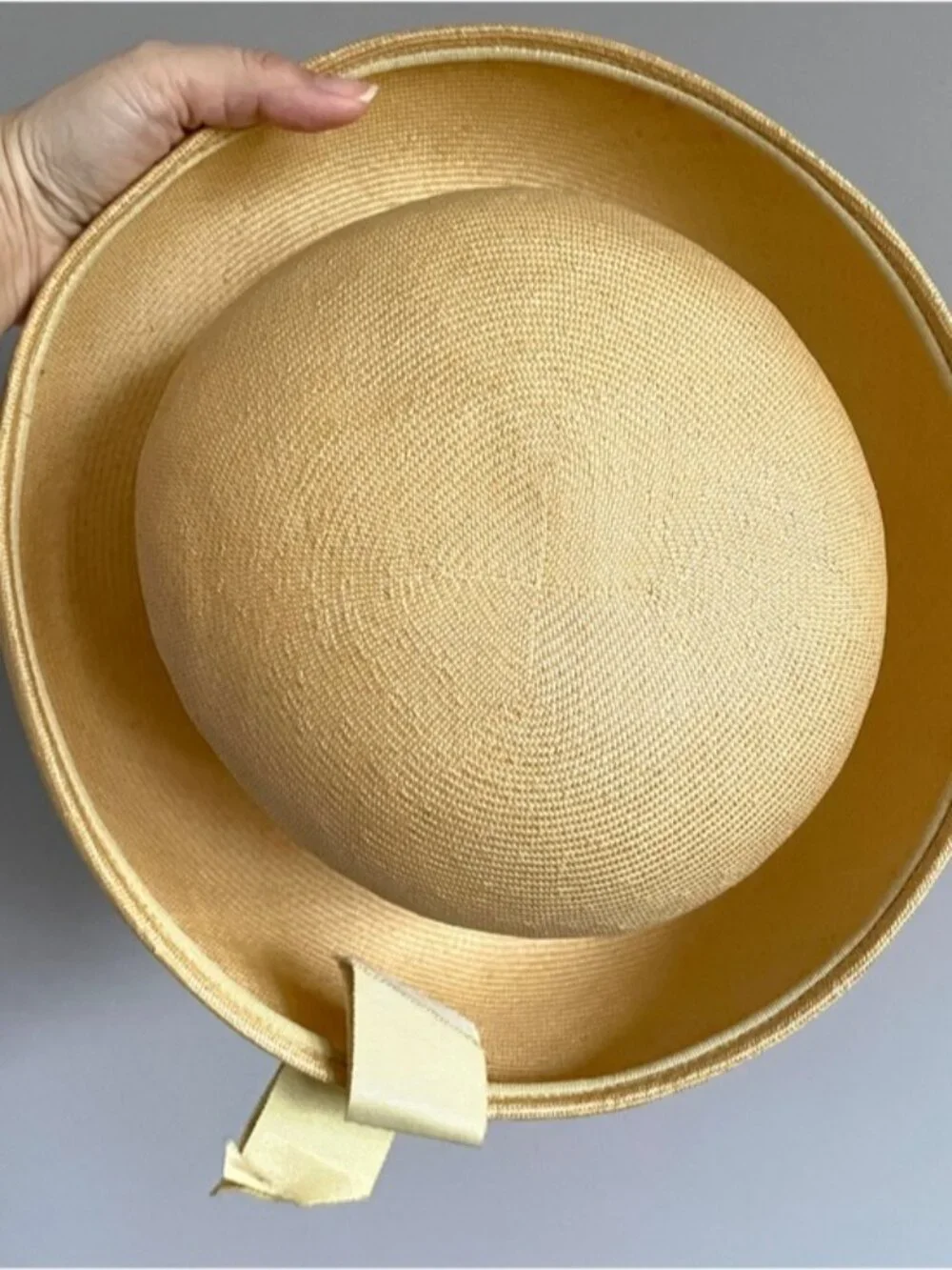 Vintage 60s Very Fine Straw Roller Hat w/ Upturned Brim - Small - Picture 9 of 10